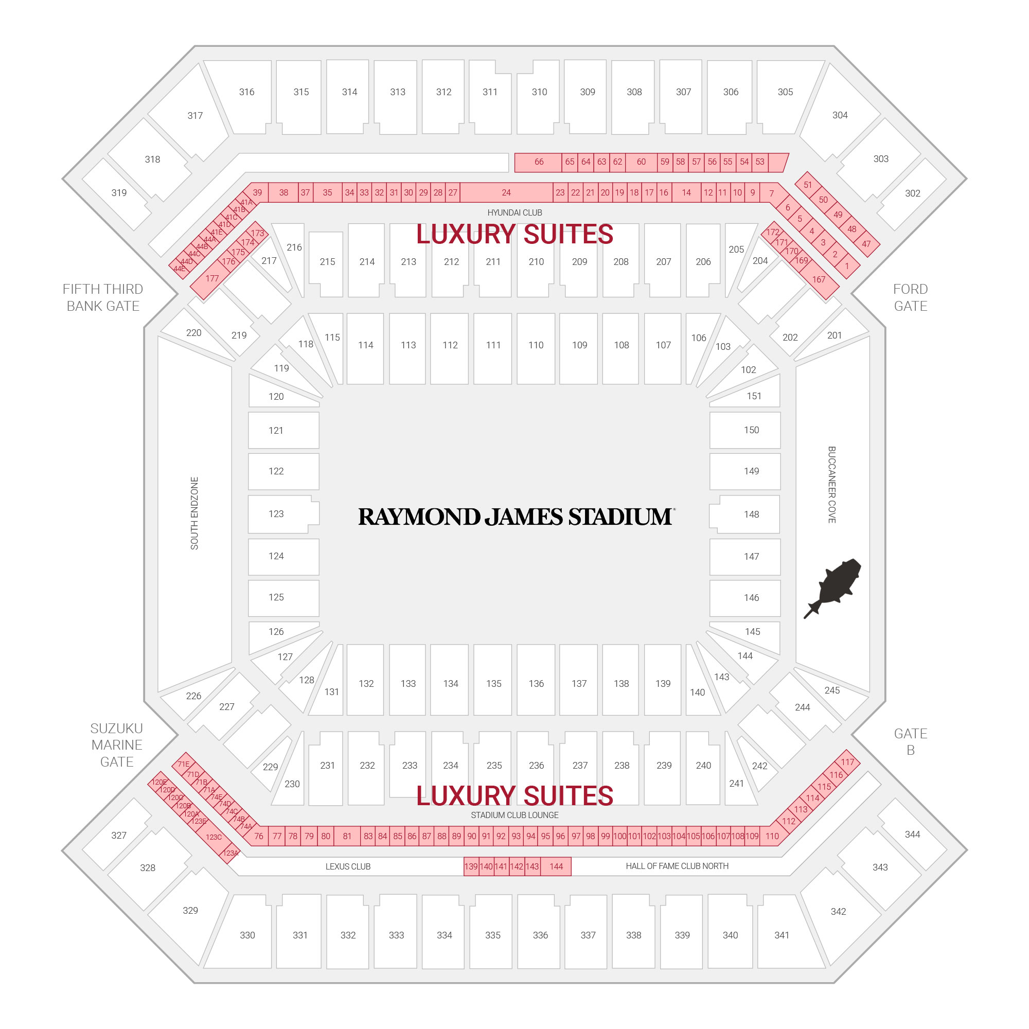 Raymond James Stadium Suite Map and Seating Chart